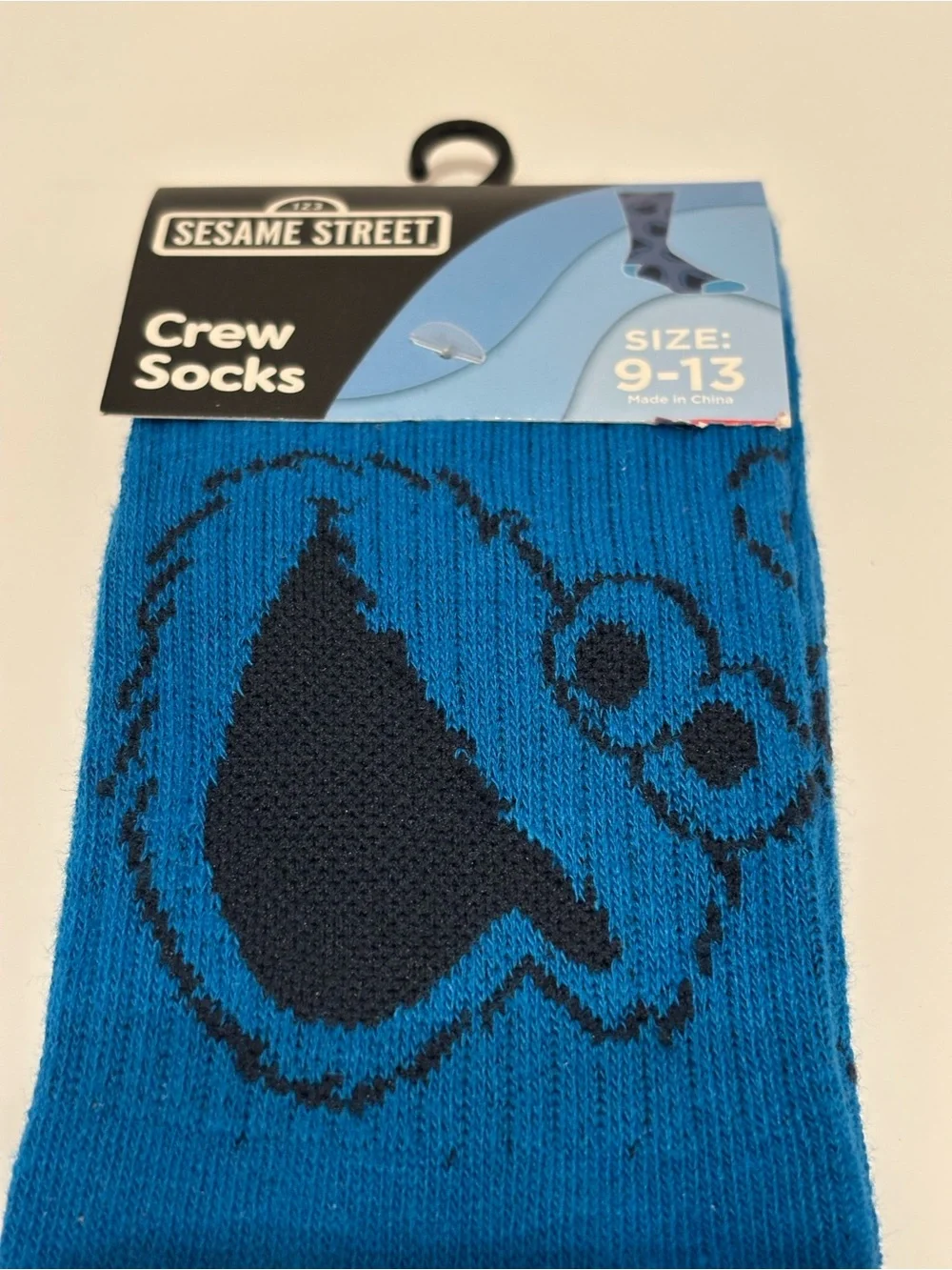 Sesame Street Cookie Monster Mens Size 9-13 Blue Novelty Unisex Crew Socks